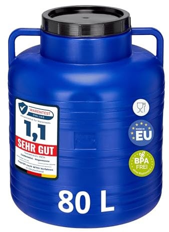 Garronda 80 litres Réservoir Eau sans BPA avec Couvercle – Idéal pour Choucroute et Salaison de Viande GD-0087, Bleu