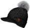 WEROR Strickmütze Damen – Bommelmütze mit Schild Schirmmütze Cap Winter - Mütze mit Schirm - Wintermütze gefüttert – WEROR-446.1 (Einheitsgröße, Schwarz)