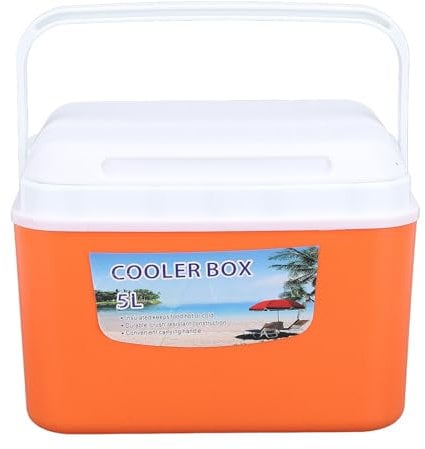 Hard Cooler with Heavy Duty Handle Ice Retention Multiuse Insulated Cooler Lunch Box,Chiller 5L Insulated Portable Cooler for Camping Fishing Picnic Outdoor (Orange)