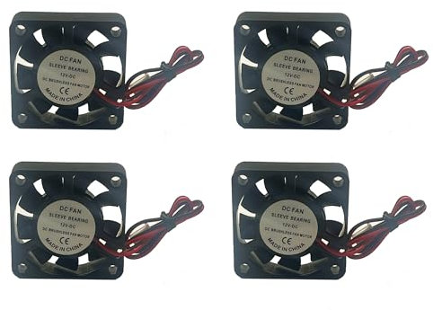 RANIT 4 Pcs 40mm x 40mm x 10mm 4010 DC Cooling Fan 12V 2 Pin Fan for 3D Printer Computer Case Fan (4010-12V)