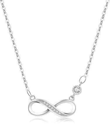 VEEDOFA Silver Necklaces for Women, Infinity Sterling Silver Necklace, Silver Pandents, Silver Infinity Necklace, Cubic Zirconia Ladies Necklaces, Necklaces for Women
