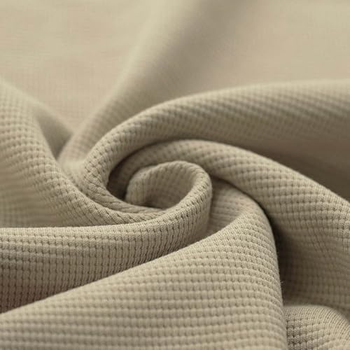 Stoff Waffeljersey Waffelstrickjersey | 100% Baumwolle | für Bekleidung | Kinderkleidung nähen | Meterware ab 50 cm (dunkelbeige)