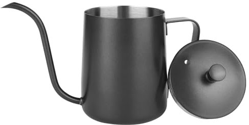 YHNDECO 350ML Schwarz Gießkanne Klein Zimmerpflanzen, Mini Gießkanne, Edelstahl Langer Auslauf Giesskanne, Garten Gießkanne für Zimmerpflanzen Sukkulenten(Mit Abdeckung)