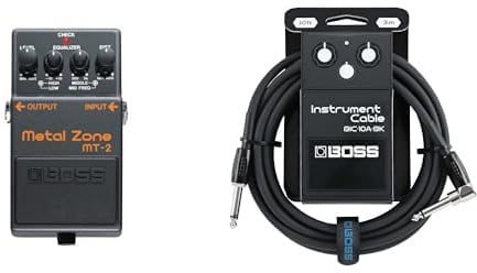 BOSS MT-2 Metal Zone Effects Pedal Bundle with BOSS BIC-10A-BK Instrument Cable