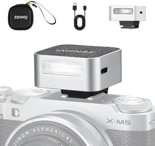 ZΕΝΙΚΟ ZF08 Camera Flash, 6500K±200K Mini Flash for Canon, Sony, Fuji, Nikon, Panasonic, Olympus (ZF08-silver)