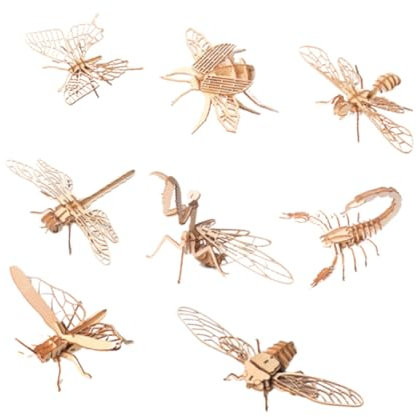 Veemoon 8 Stück 3D Holz Puzzle Set Für Und Erwachsene – Insekten Modelle Zum Basteln - Malen Und – Pädagogisches DIY Für Schule Und Zuhause