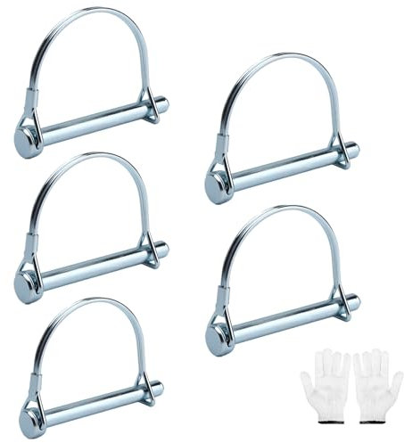 ZMDMAH Folding Pipe Pins with Snap Lock Folding Splint in D Shape Locking Pin Galvanised Cotter Pins Carbon Steel Folding Cotter Pins for Farm Trailers Lawn Garden 8 x 70 mm 5 Pieces