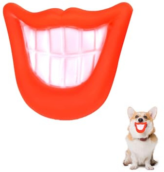 NAUZE Pet Toy Funny Novelty Dogs Toy Big Red Lip Rubber Toy with Sound Squeaker Halloween Themed Props for Relief Decompression Cosplay Dog Teeth