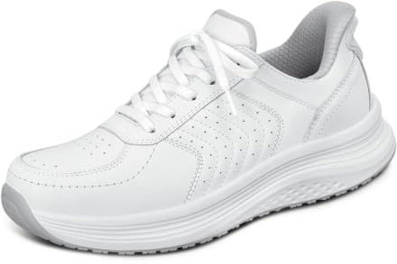 Orthofeet Roam Orthopädische Damen Slip-On Sneaker | Hands-Free Wasserabweisender Leder-Walkingschuh Mit Griffiger Sohle, Fußgewölbestütze Und Ergonomischer Dämpfung