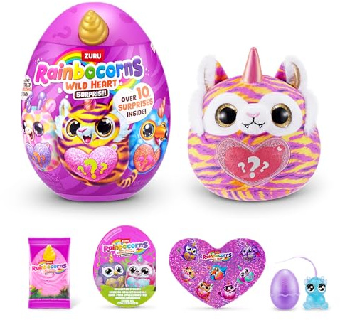 Rainbocorns Wild Heart Surprise (Tiger) by ZURU – Collectible Plush Toy with Surprises, Mystery Egg for Girls & Boys Ages 3+