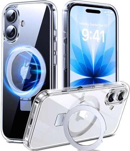 DASFOND Hülle für iPhone 17 Case mit Ständer, [All-in-1] Upgraded Magnetische Matt Case mit Unsichtbar Ständer, Handyhülle mit Militär stoßfesten Schutzhülle, Klar