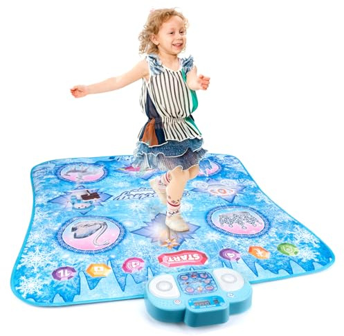 Souvik Tanzmatte für Kinder, 8 Tasten Musik Dance Mat, 9 Schwierigkeits Stufen, Musikmatte Herausforderung Modi und Speichermodi, Eingebaute Musik, Geburtstag Geschenk für Mädchen Junge 3+ Jahre