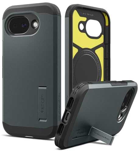 Spigen Tough Armor MagFit für Google Pixel 10a -Abyss Green | Kompatibel mit MagSafe, Integrierter Kickstand, Air Cushion Tech, Military-Grade Schutz, Spigen Original Serie