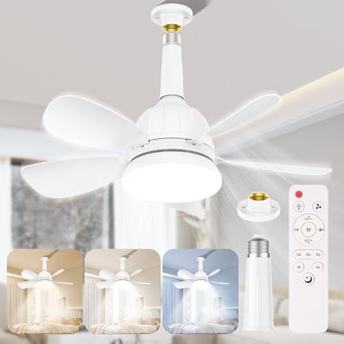 Gaethra Ventilador Techo con Luz y Mando a Distancia 18'' LED Regulable Lampara Techo Ventilador E27 Ventilador de Techo con Ventiladores Silencioso Velocidad, Brillo y Temperatura de Color Ajustable