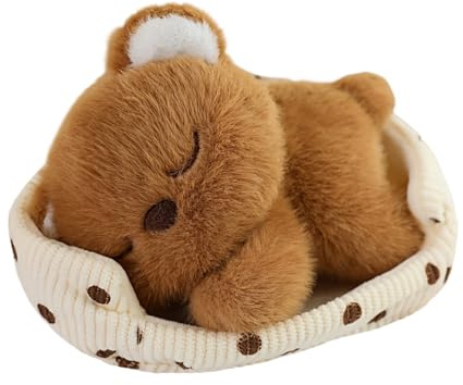 Generisch Schlafendes Plüschtier 14cm mit Bett Kuscheltier Stofftier Dekoration Geschenk Kinder