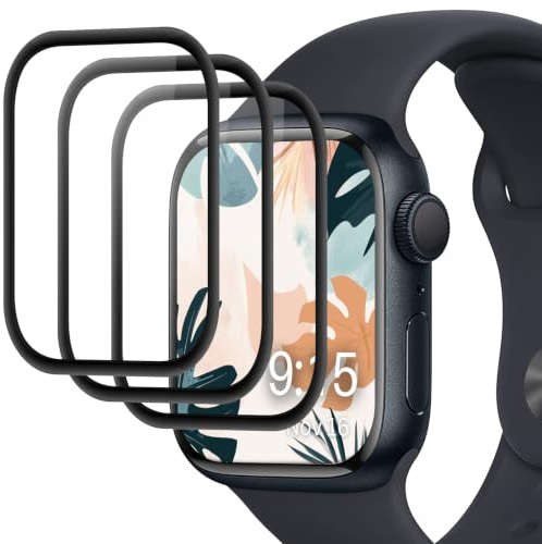 Joeyu (3 Piezas) Protector de Pantalla para Apple Watch Series 7/8/9 45mm cristal protector，Dureza 9H, Anti-roturas, Sin Burbujas, Antirayaduras, portector pantalla