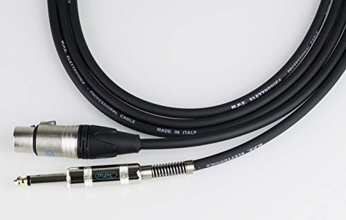 MPE Cavo bilanciato microfono assemblato con 1 XLR cannon femmina e 1 jack mono D. 6,3mm MOD M520 (15 MT)