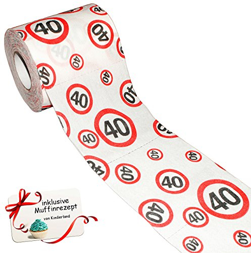 alles-meine.de GmbH 1 Rolle Toilettenpapier - 40. Geburtstag/Happy Birthday - 25 m - Verkehrsschild - WC Klopapier Klopapier - lustig Klorolle große Rolle/vierzigster -..