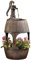 Durable Traditional Pump Barrel Water Feature with Flower Planter for Indoor & Outdoor Use H88cm