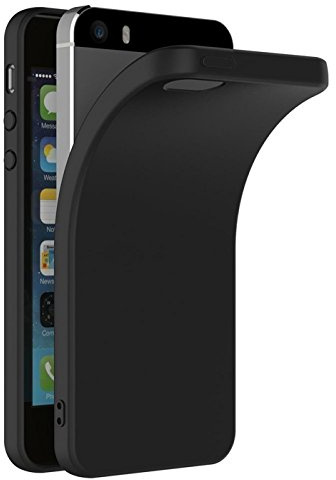 CoolGadget Handyhülle für iPhone 5/5S/SE Ultradünn Matt, TPU Hülle Schwarz | minimalistisch schlank, erhöhter Kamera und Display Rahmen, flexibles Soft Case, präzise Aussparungen, stylisch