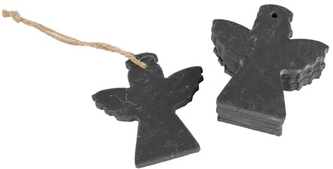 Nicola Spring Slate Christmas Tree Decorations - 7 x 7cm - Angel - Pack of 6 - Xmas Decor Hanging Winter Holiday Ornament Keepsake Decorations for Christmas Trees, Wreath, Garland