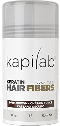 Kapilab Streuhaar Dunkelbraun, Premium Haarpuder zur Haarverdichtung Haarfasern für Dünner Werdenes Haar Keratin Haarpulver Mehr Volumen Hair Fibers für Männer und Frauen - 12.5 gramm