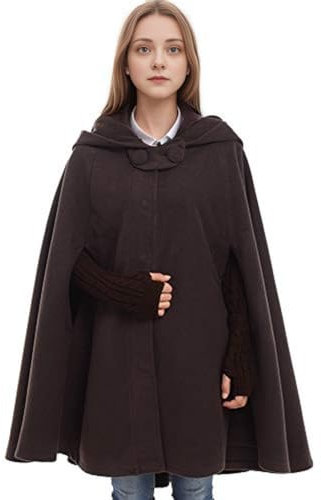 GRACEART Gothic Mittelalter Unisex Poncho Cape Fledermaus Shal Umhang Überwurf (Kurz- Kaffee)