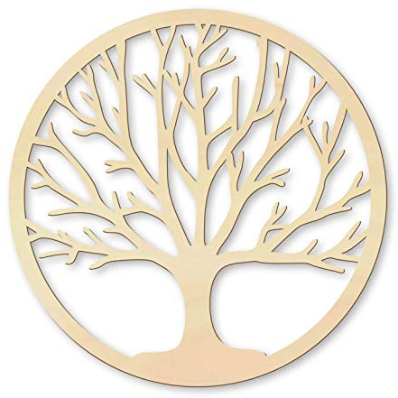 Feng Shui Lebensbaum Holzbild Baum des Lebens Wandbild moderne Natur Deko Bilder Wohnzimmer Pappelfurnier Holz ø 60cm