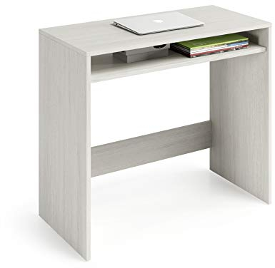 Dmora - Scrivania Portland, Scrittoio lineare con ripiano fisso, Tavolo da studio o ufficio porta PC, 79x43h78 cm, Bianco effetto legno