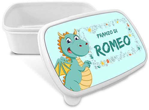 LolaPix Porta Merenda Drago Personalizzatta con Nome/Corso. Ritorno a Scuola. Vari Disegni. Drago