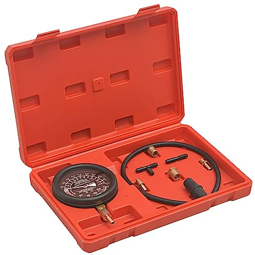 vidaXL Vakuum Kraftstoffpumpen Druckprüfer Benzin Pumpe Unterdruck Tester Messgerät Vergaser Ventil Werkzeug Manometer 28 HG Vakuum 0-10 PSI