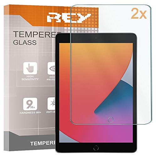 Rey Protector de Pantalla para iPad 10.2 2019 - iPad 10.2 2020 - iPad 10,2 2021, Cristal Vidrio Templado Premium, Táblet (Pack 2X)