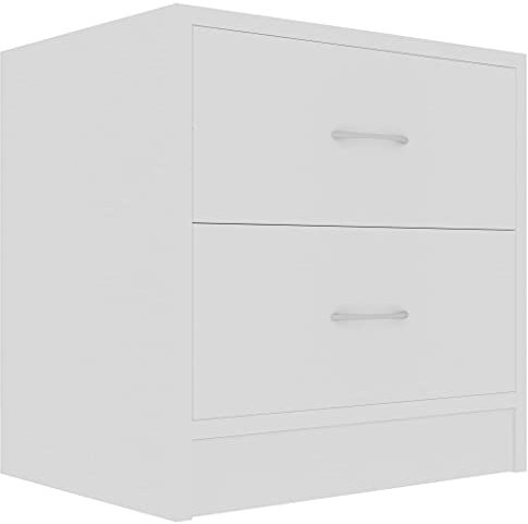 vidaXL Nachttisch mit 2 Schubladen Nachtschrank Nachtkommode Nachtkonsole Schlafzimmer Kommode Schrank Nachtschränkchen Weiß 40x30x40cm Holzwerkstoff