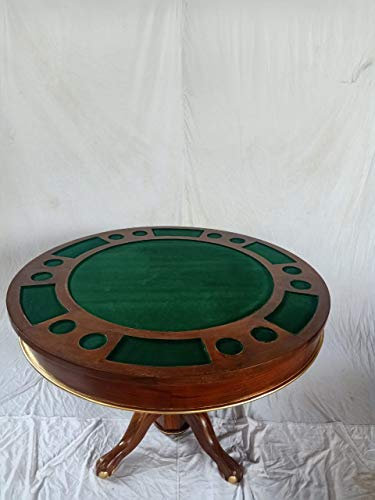 Kunibert Pokerspieltisch Poker/Esstisch Alles in einem Tisch, Massivholz rund Breite120cm Farbe: Nussbaum mit Gold
