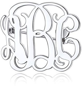 Individuelle Namen Brosche Pins mit Gravur für Frauen Gravierte Monogramm Buchstaben Anstecknadel Brosche Clip Schmuck in Silber