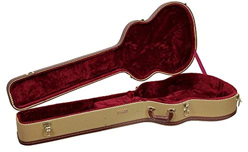 Crossrock Custodia rigida in legno per basso acustico | Finitura tessuto Tweed, coperchio arcuato, serrature dorate – Protezione rigida rinforzata