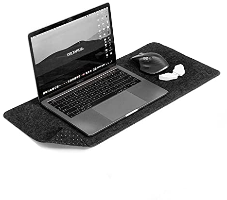DELTAHUB - Filz Schreibtisch Schutzunterlage, Anti-Fransen & Anti-Rutsch, Schreibtischunterlage aus Filz, Langlebig, Schlankes Design, ideal für PC, Mac, Laptop (Grau - (28x63cm), S)