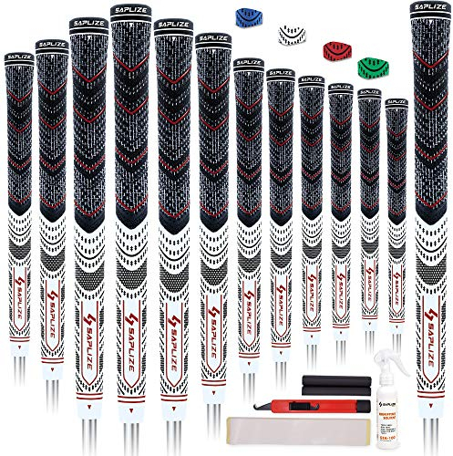 SAPLIZE Golfgriffe, 13 Stück, mit Sovlent-Kit, niedriges Kegel-Design, 4 Farboptionen, Multi-Compound-Hybrid-Golfschlägergriffe, Standard/mittlere Größe, CL04-Serie
