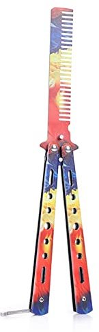 Peine Peine Pliegue Plegable Peine Plegable De Acero Inoxidable Cepillo De Barba Entrenamiento De La Deriva CUCHILLO DE MARIPOSA DE MARIPOSA Peinado Herramientas De Peluquería De Salón ( Color : E )