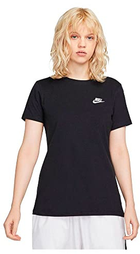 NIKE Women's Sw Club T Shirt, Black/White, L UK