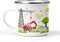 wolga-kreativ Emaille Tasse Becher Kinder Kindertasse Emaille Campingbecher bruchsicher Geschenk Kinder roter Bagger mit namen