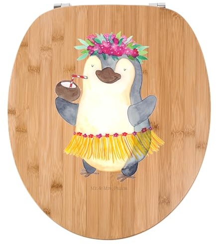 Mr. & Mrs. Panda Motiv WC Sitz Pinguin Kokosnuss - Geschenk, Hawaii, tanzen, Urlaub, WC-Sitz, Klobrille, Pinguine, Klodeckel, Toilettendeckel,