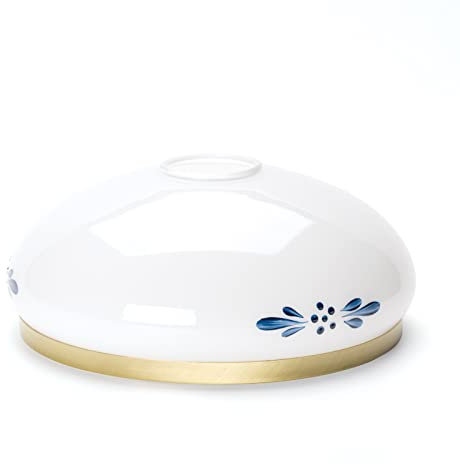 Glas Ersatzglas Lampenschirm Weiß mit Blumen Muster Fassung E27 Lochmaß 42mm