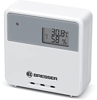 Bresser Thermo Hygro Sensor 433 MHz mit LCD Display und 30 m Reichweite | Temperatur und Luftfeuchtigkeit, Stand alone oder Zusatzsensor, 2 AAA Batterien enthalten, kompakte Maße 60 x 22 x 60 mm