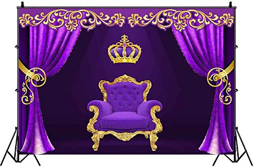 VIDMOT Crown King Queen Hintergrund, 2.7x1.8 m, königlicher Stuhl, Thron-Hintergrund, Bühnentheater-Hintergrund, königliches persönliches Porträt-Schießen, Fotostudio-Set, Requisiten BJXTVV74