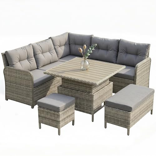 Outsunny 7 Seater Rattan Garden Furniture Set 123 x 55 x 84 cm Grey