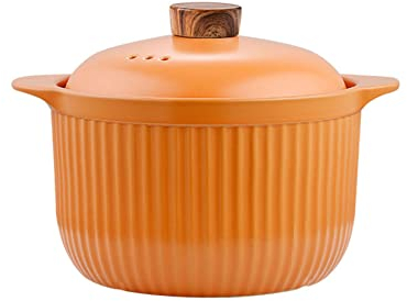 Ceramic Casserole with Lid, Retro Casserole Dish with Double Handle, Circle Dutch Oven Cookware Suitable for All Heat Sources-2.7Litre-Orange/379 (Color : Orange, Size : 5.5Litre)