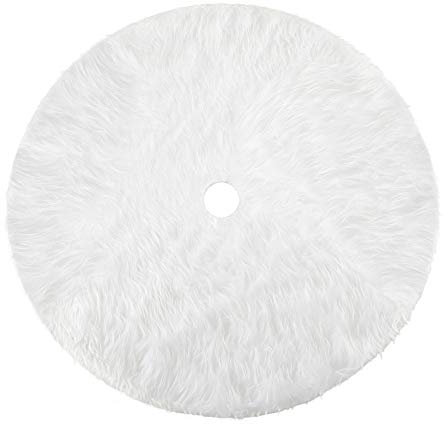 HOWAF Weihnachtsbaum Decke Weiss Plüsch Weihnachtsbaum Rock, 122cm Weihnachtsbaum Teppich rund, Unterlegdecke für Weihnachtsbaum, christbaumdecke weiß für Weihnachtsbaum Deko