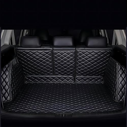PEKMAR Auto Kofferraum schutzmatte für Audi Q7 4M (7-seat) 2015-2023, VollstäNdige Einkreisung Leder Antirutschmatte pflegeleicht Kratzfest Kofferraumschutz Zubehör,All-Black