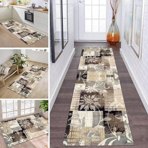 ZDYHMrj Teppich Läufer Flur Abstract rutschfest 40x100cm Korridor Teppichläufer Waschbar Modern Schlafzimmer Wohnzimmer Läufer Teppich Breite 40-120cm